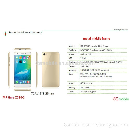 LTE8S5423 5.0" high end cheap mobile phone wholesale
